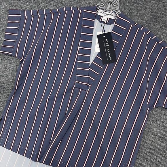 Mizzen+Main Tops - Mizzen Main Shirt Womens S Blue V Neck High-Low Blouse‎ Top Performance Office